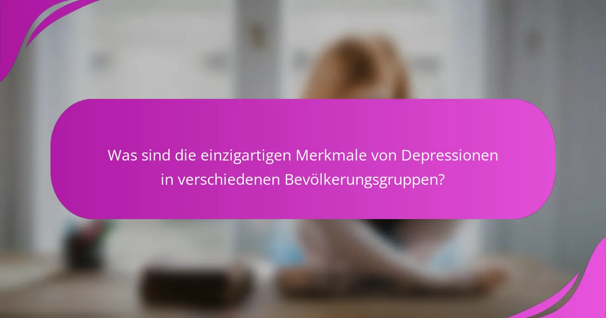 Was sind die einzigartigen Merkmale von Depressionen in verschiedenen Bevölkerungsgruppen?