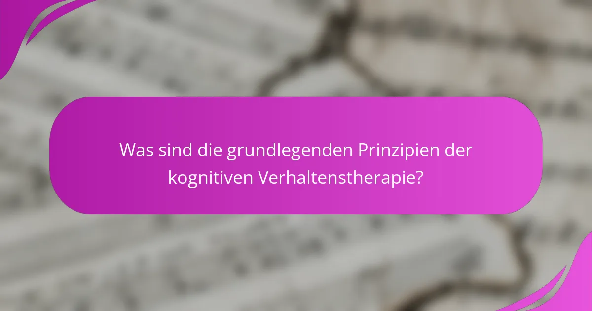 Was sind die grundlegenden Prinzipien der kognitiven Verhaltenstherapie?