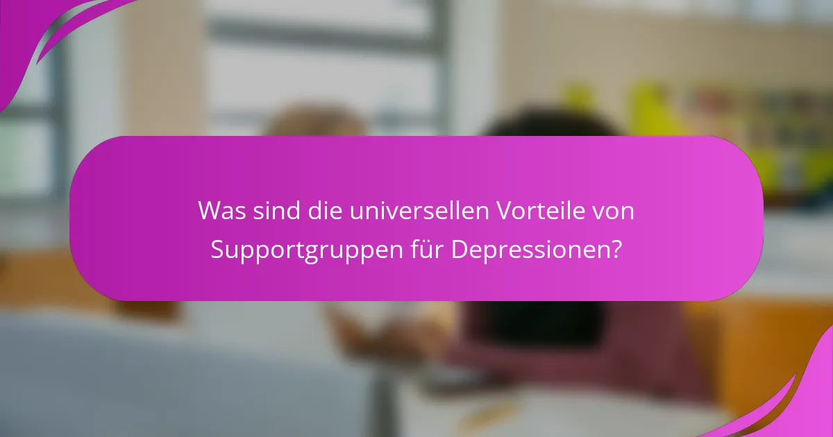 Was sind die universellen Vorteile von Supportgruppen für Depressionen?