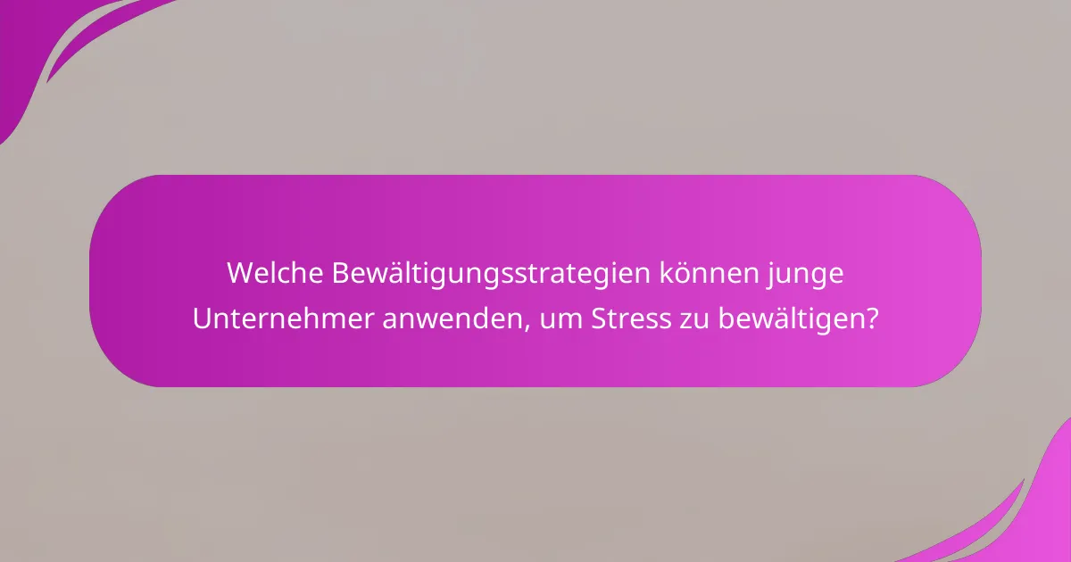 Welche Bewältigungsstrategien können junge Unternehmer anwenden, um Stress zu bewältigen?